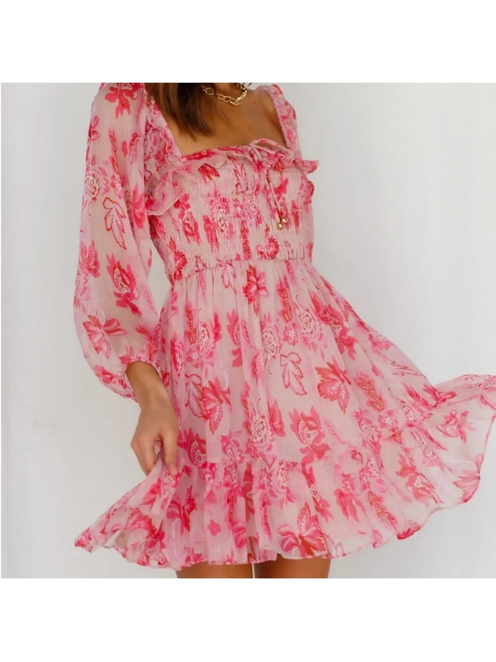 Hello Molly - Aura Check Dress Pink NWOT